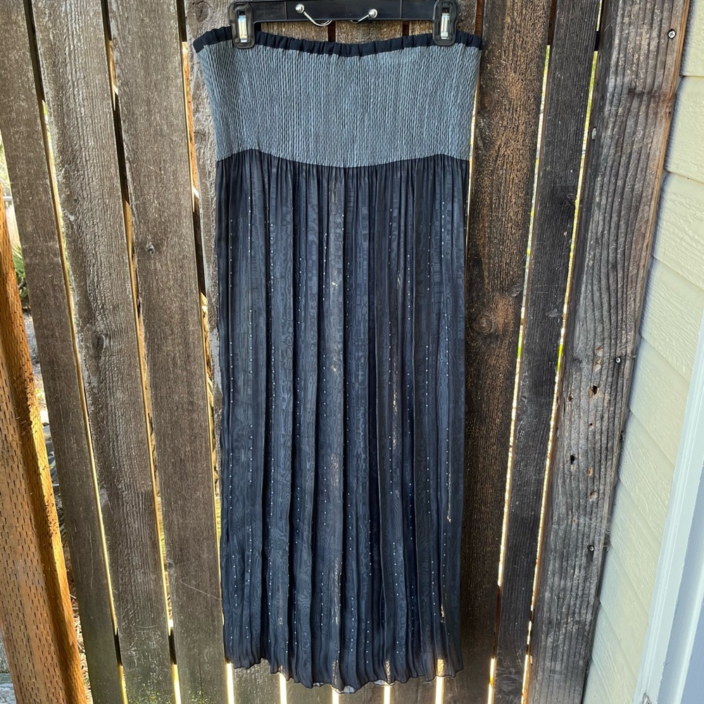 Babette SF Tube Bandeau Crinkle Pleated Smocked Semi Sheer Strapless Dress NWOT